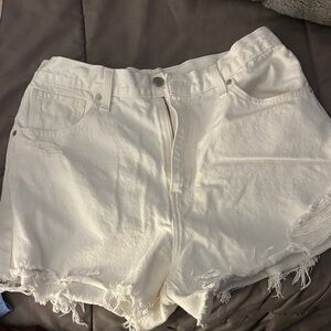 Levi's Cream Distressed Jean Shorts